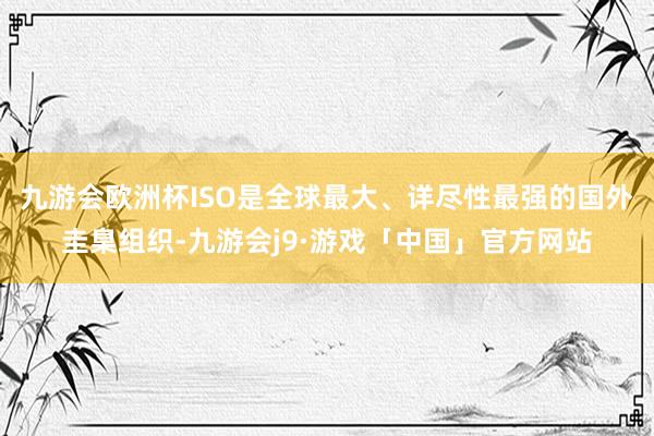 九游会欧洲杯ISO是全球最大、详尽性最强的国外圭臬组织-九游会j9·游戏「中国」官方网站