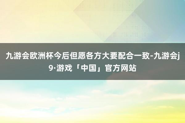 九游会欧洲杯今后但愿各方大要配合一致-九游会j9·游戏「中国」官方网站