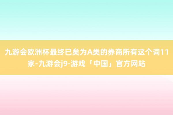 九游会欧洲杯最终已矣为A类的券商所有这个词11家-九游会j9·游戏「中国」官方网站
